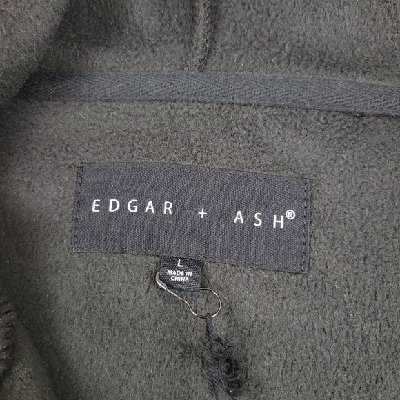 Edgar‎ + Ash ¼ Pullover Hoodie Mens Large L Black Highlighter Green New NWT - Picture 3 of 8